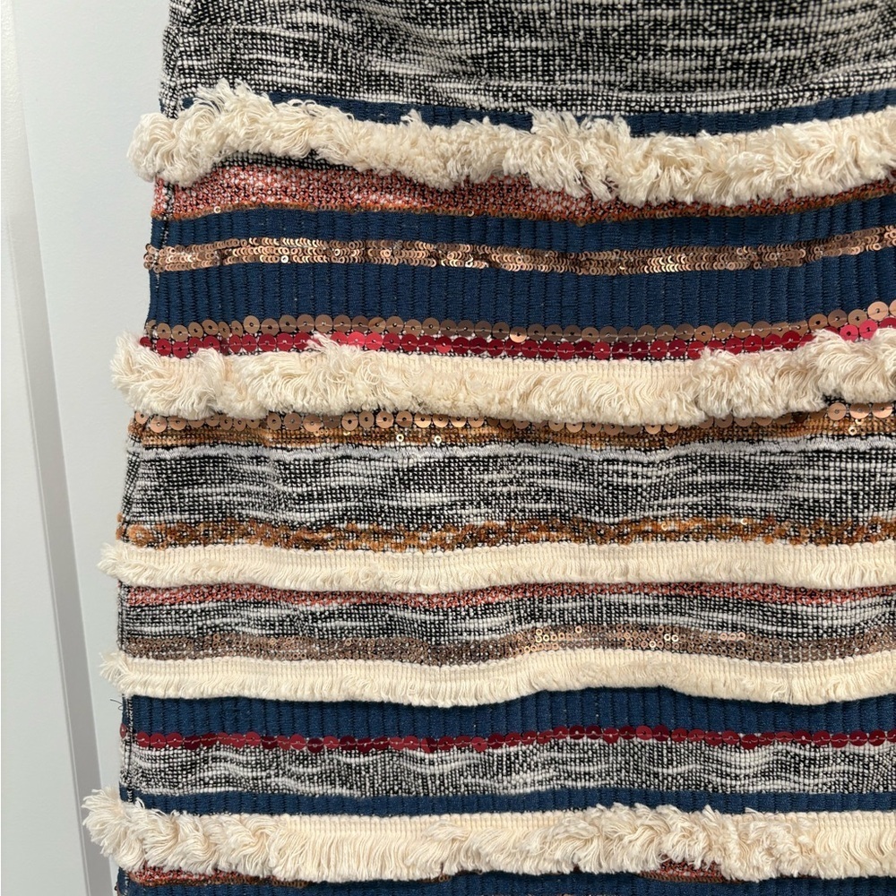 Anthropologie Moulinette Soeurs Erine Sequin Fringe Tweed Skirt Size 6 - Picture 7 of 15